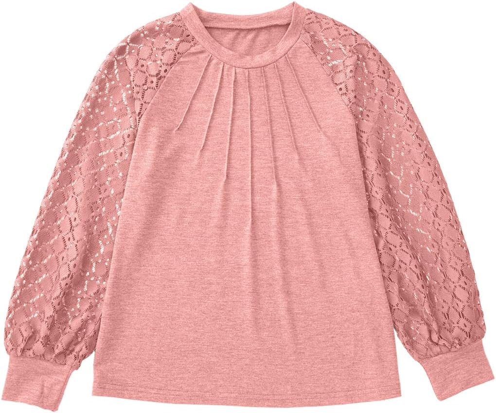 blibean Teen Girls Semi Formal Bloues Kids Lace Long Sleeve Shirts Size 6-15 Years - Image 7