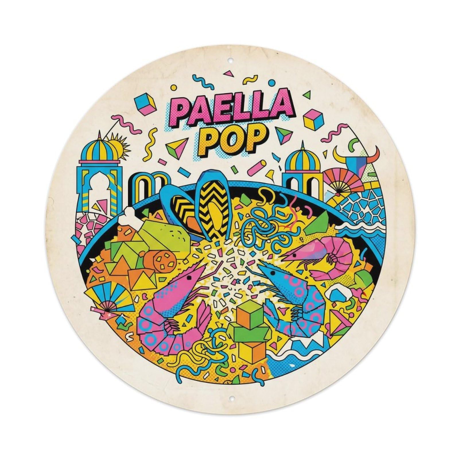 Paella Market Colorblock Pop Mediterranean Cuisine Metal Tin Sign