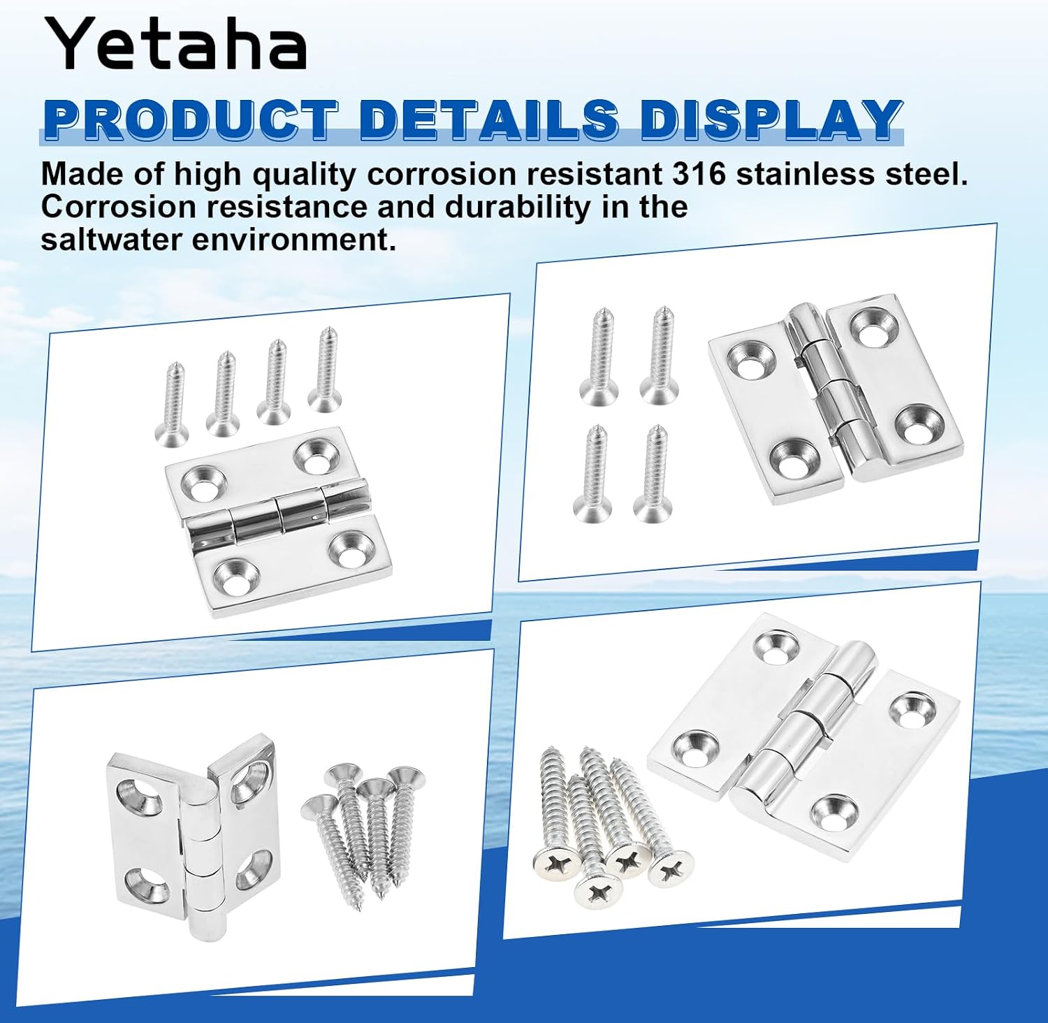 Yetaha Heavy Duty Stainless Steel Marine Grade Boat Hinges