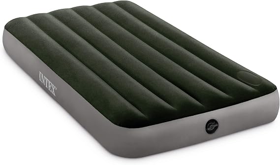 INTEX 64761E Dura-Beam Standard Downy Air Mattress: Fiber-Tech Twin Size Built-in Foot Pump 10in Bed Height 300lb Weight Capacity, 2 Pack