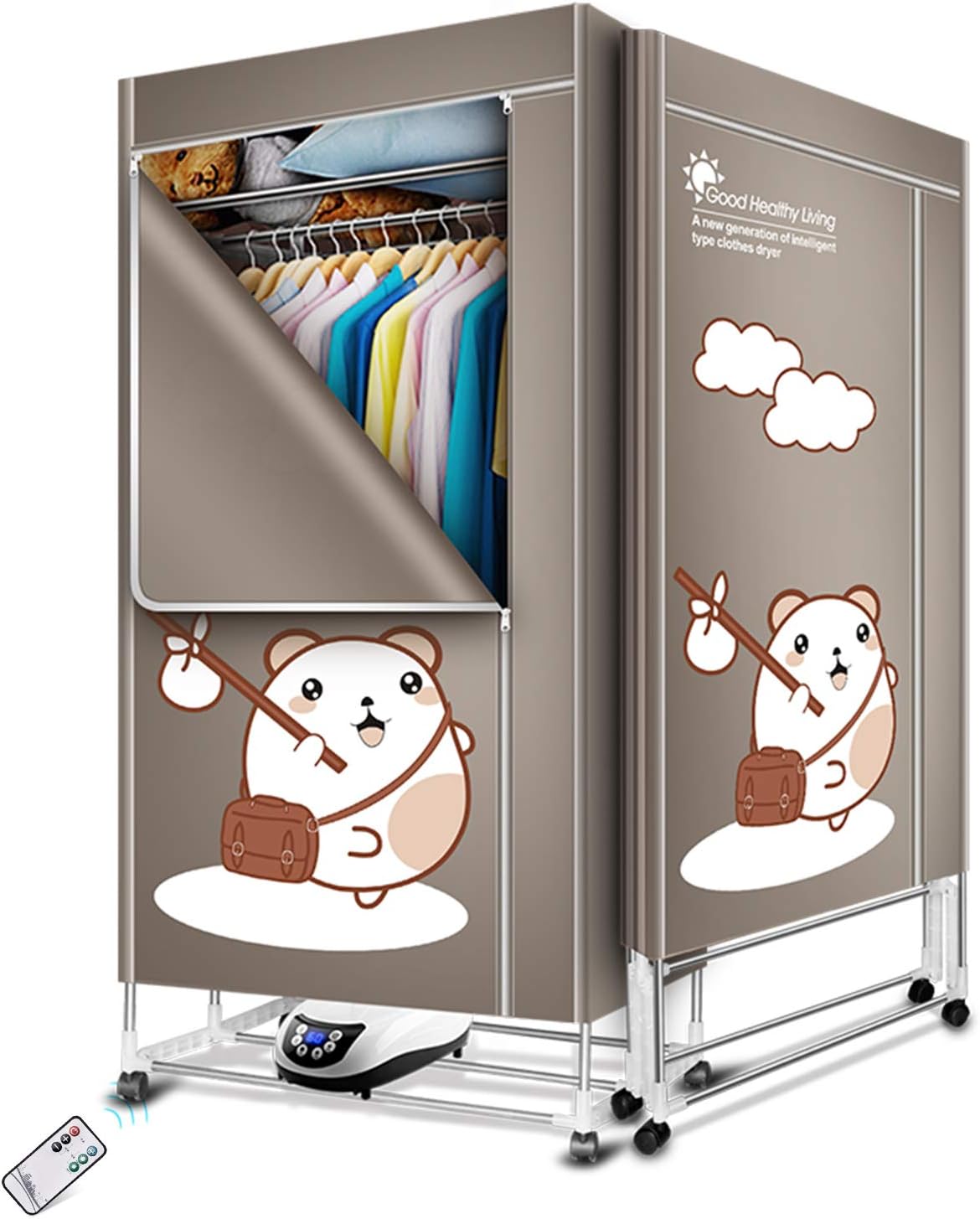 Kasydoff Clothes Dryer Portable 1.7 Meters Electric Foldable Clothes Drying Rack 1200W Energy Saving (Anion) 3-Tier Clothing Dryers Digital Automatic Timer for House