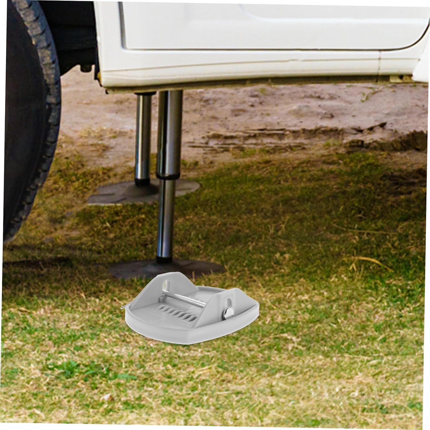 PRETYZOOM 4pcs Rv Trailer Stabilizer Jack Pads Scissor Jack Handle Stabilizer for Compatibility Support for Rvs and Campers Essential Leveling Grey