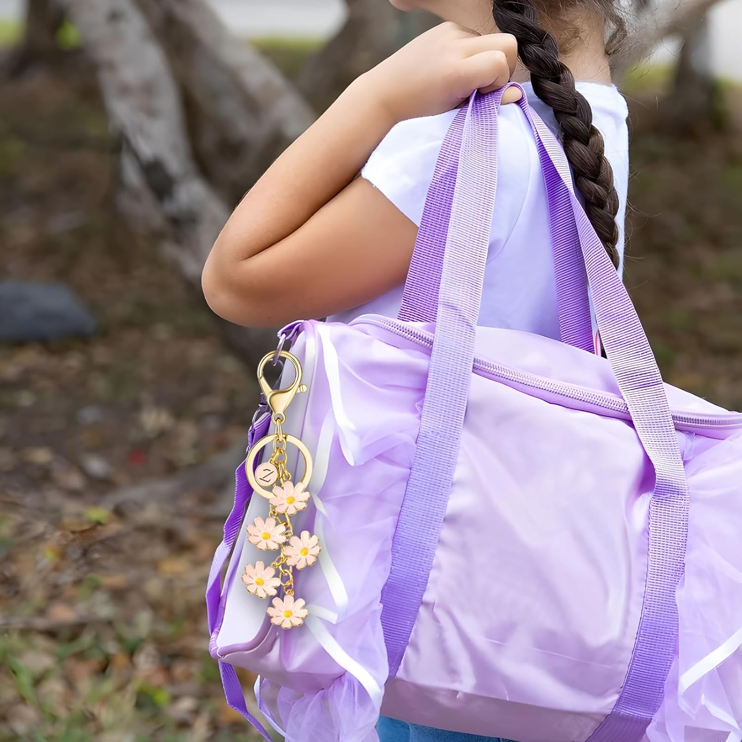 Initial Flower Keychain, Cute letter Key Chains, A-Z Key Chain Charm, Keychain Accessories for Women Purse Bag - Image 5