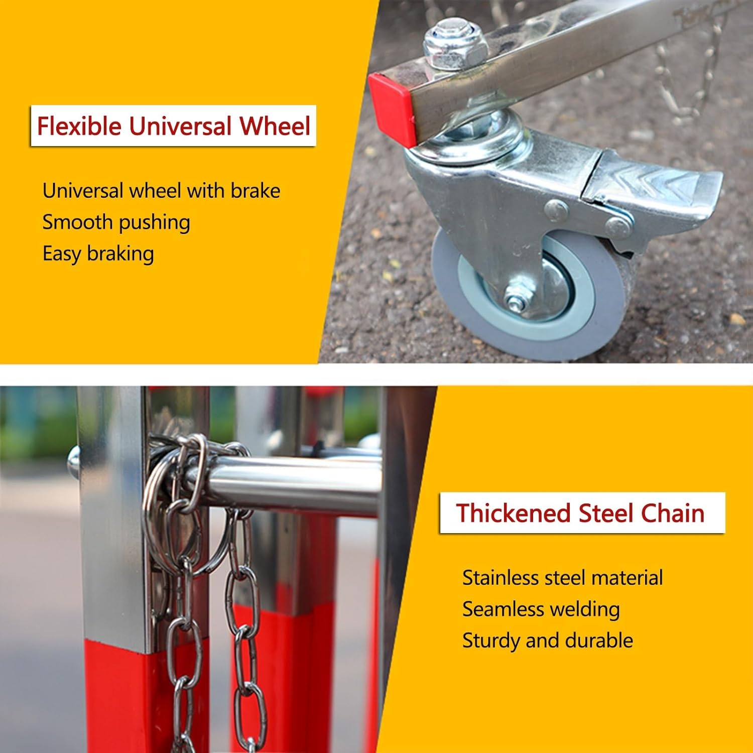 Automatic Rebound Swing Gate Wide Stainless Steel Entrance Manual Door，Expandable Mobile Pedestrian Safety Barrier - Flexible Traffic Fence 4.9x13.1ft for Driveway & Road Safety - Ideal for