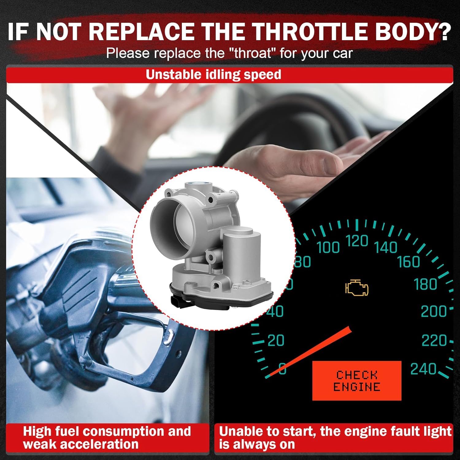 977-300 Throttle Body Compatible 2009-2016 for Ford Escape 2.5L 2010-2016 for Ford Fusion 2.5L 2009-2011 for Mercury Mariner 2.5L Electronic Throttle Body Replace OEM # S20067 67-6015