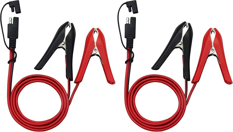 Cabo de extensão SAE CERRXIAN com garra jacaré para bateria 12–24 V, 14 AWG, 1 m – Pacote com 2