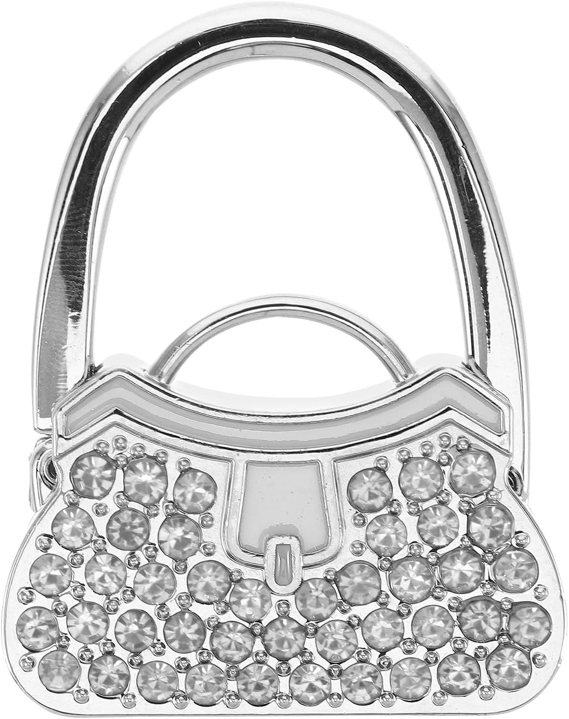 Alipis Multifunctional Rhinestone Purse Hanger with Sturdy Lock, Portable White Handbag Hook for Tables, Lightweight Closet Purse Holder Suitable for Banquets and Daily Use