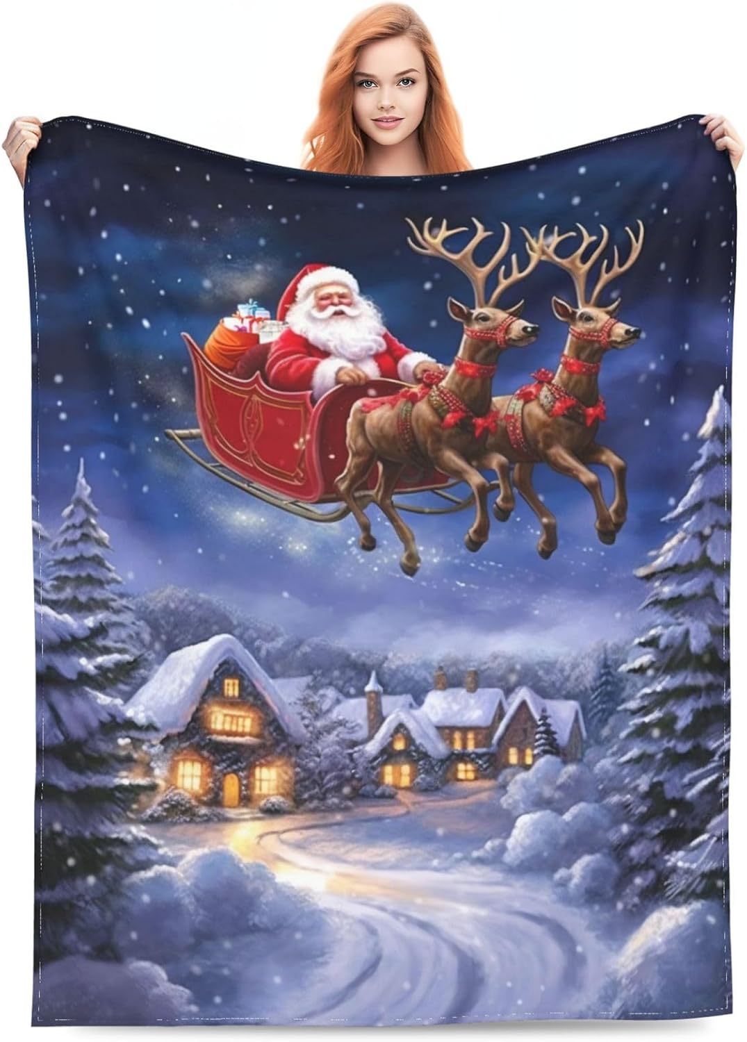 Phonily Plush Throw Blanket Christmas Santa Claus Blanket