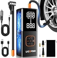 LICORNE Portable Tire Inflator: 5X Faster Cordless 180PSI Air Compressor Pump for Car, Bike, Motorcycle Tires & Balls w/ Digital Gauge