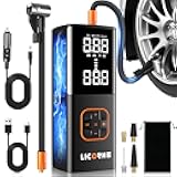 Tire Inflator Portable Air Compressor, 5X Faster Portable Air Pump for Car Tires with Powerful Battery, 180PSI Cordless Air Pump with Digital Pressure Gauge for Cars, Bike & Motorcycle Tires, Ball
