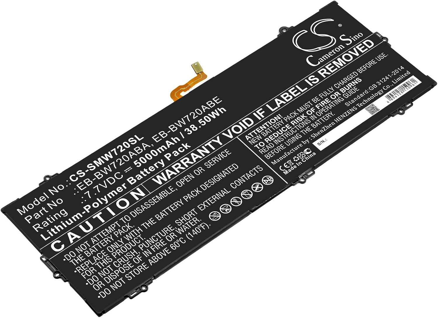 Cameron Sino Battery for Samsung Galaxy Book 12, Galaxy Book 12.0, Galaxy Book 2017 12.0, Galaxy Book 2017 12.0 4G, Galaxy TabPro S2, SM-W720, SM-W723, SM-W723Q 5000mAh