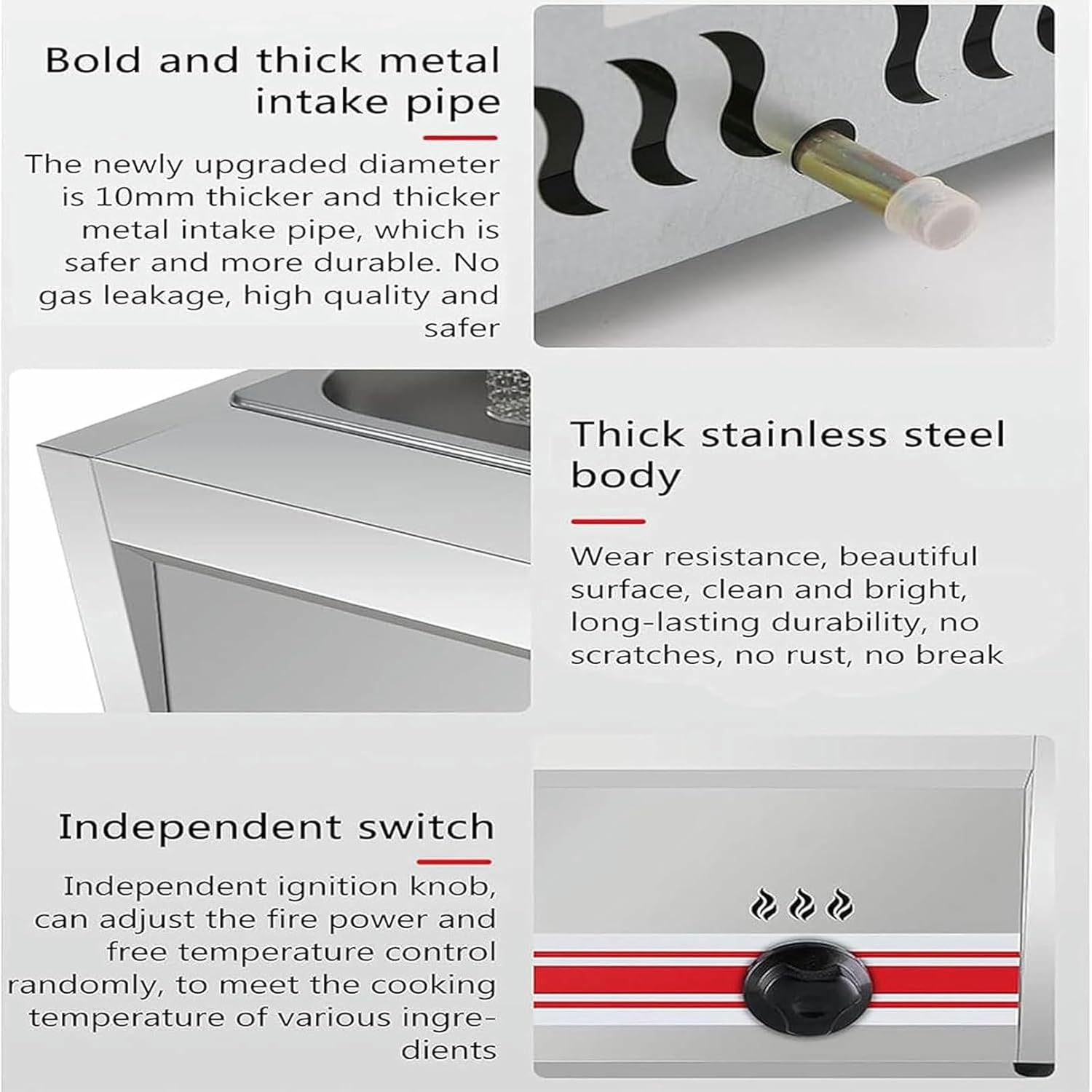 Commercial Gas Fryer, Deep Fat Fryer with Removable Pot and Condiment Rack