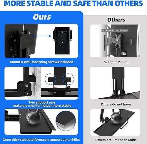 Miniatura 7 de Soporte de pared para monitor todo en uno con bandeja para teclado para Mac Mini y PC pequeñas; soporte de pared para monitor y teclado para