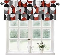 Vista 32 de Cenefa de cocina para ventanas, Día de la Independencia, pentagrama, textura de arpillera a cuadros, semitransparente, con bolsillo para barra