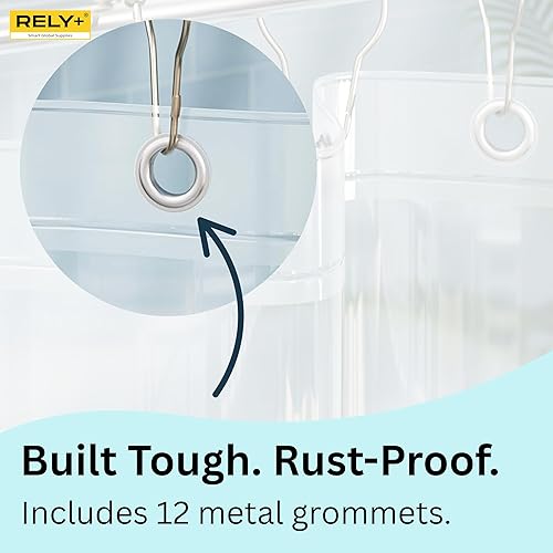 Miniatura 4 de RELY+ Forro de cortina de ducha de 72 x 72 pulgadas, PEVA transparente pesado, grosor prémium de 90 GSM, impermeable, sin olor, ojales inoxidables,
