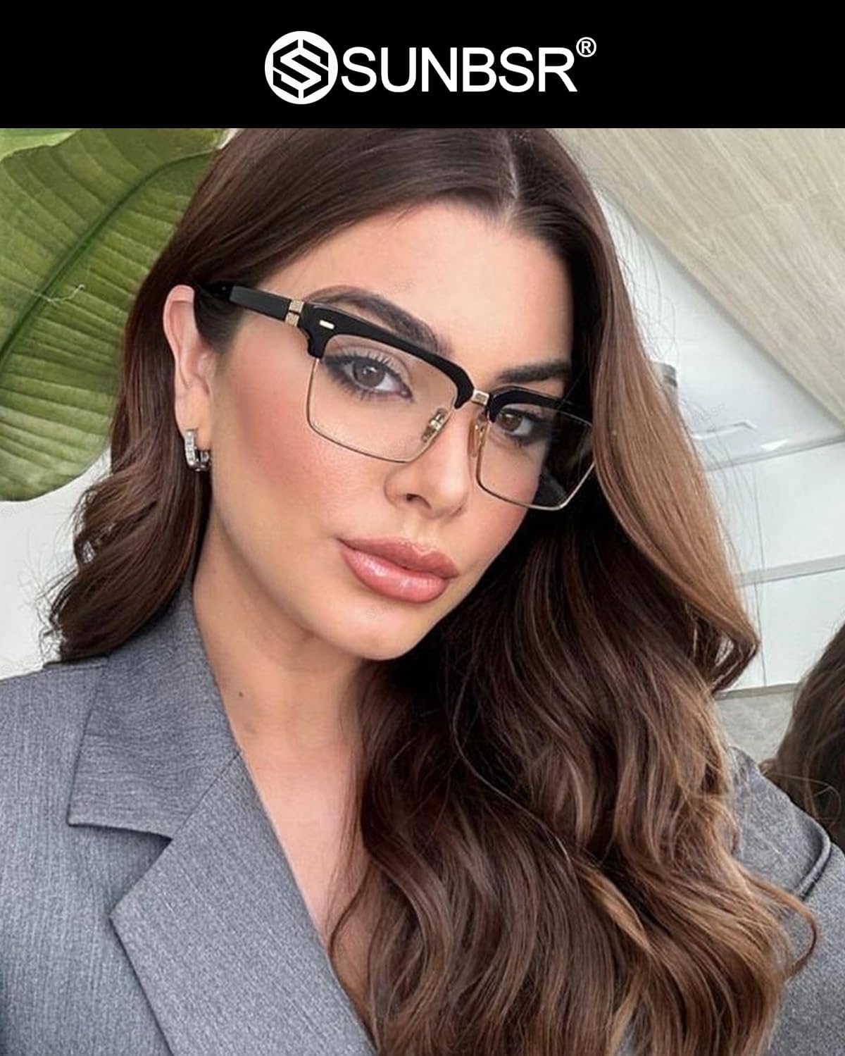 Fashion Square Glasses for Women Men Classic Half Frame Blue Light Blocking Glasses Computer Eyeglasses - Image 3