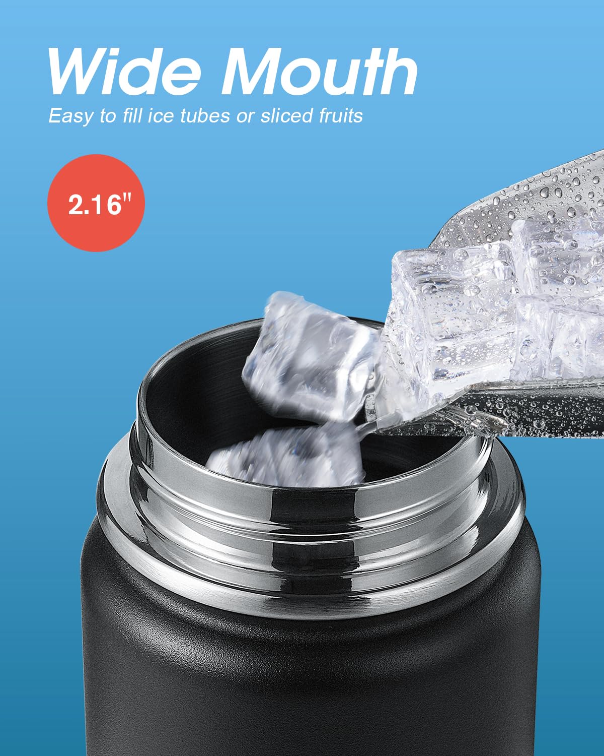 Coolflask Borraccia termica da 590 ml, con cannuccia, in acciaio inox, con 3 coperchi, imboccatura larga, per sport o ufficio, senza BPA, mantiene il freddo fino a 48 ore o caldo fino a 24 ore, colore