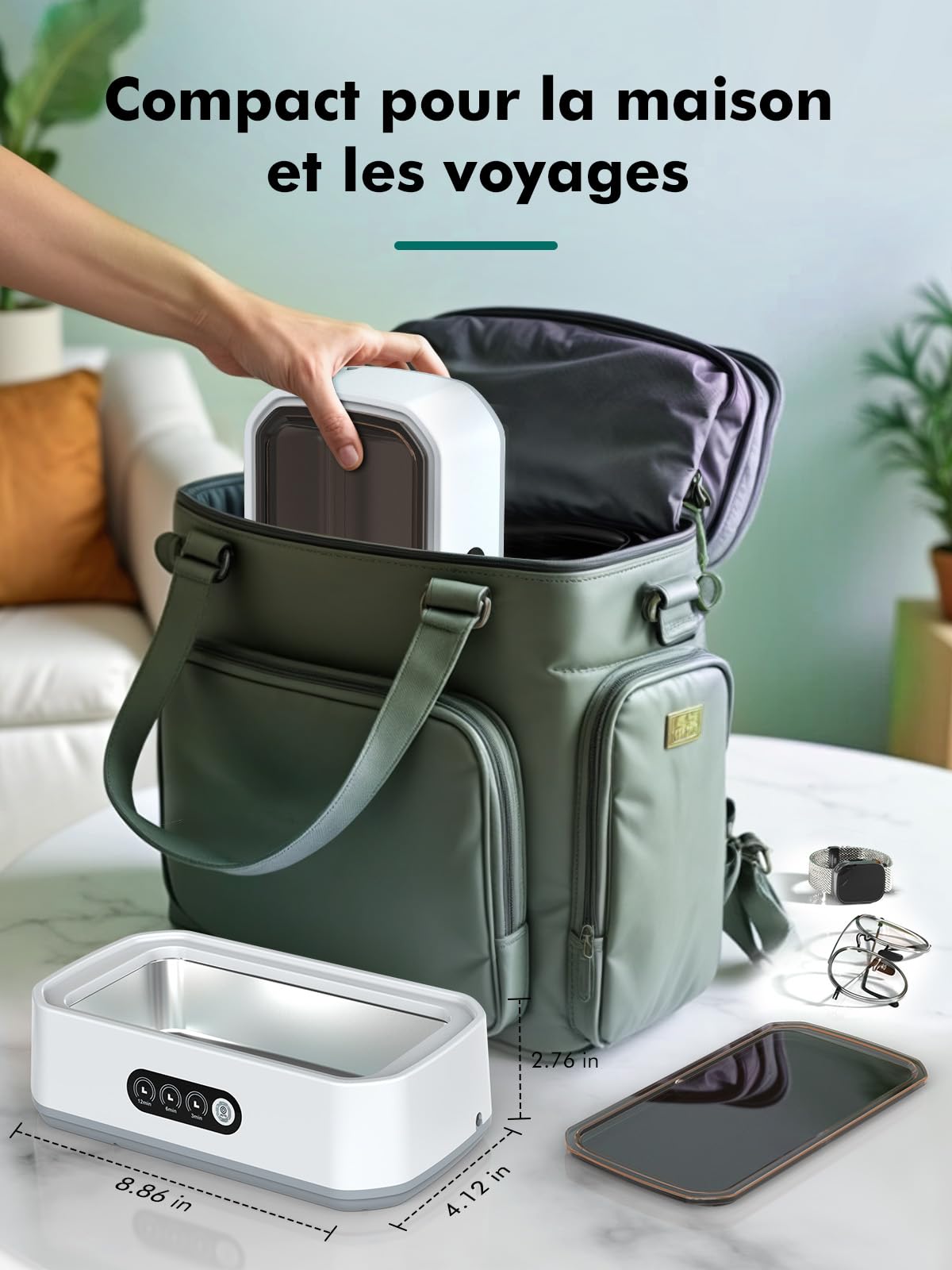 Nettoyeur Ultrasons, 48 kHz, 650 ml Nettoyage en Profondeur à 360°, Fonctionnement à une Touche avec, Convient pour le Nettoyage des Lunettes, des Bijoux et des Prothèses Dentaires
