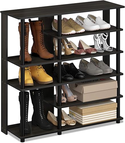 Miniatura 15 de Furinno Turn-N-Tube - Zapatero vertical, organizador de zapatos estrecho de 8 niveles, almacenamiento de zapatos independiente, estante de zapatos
