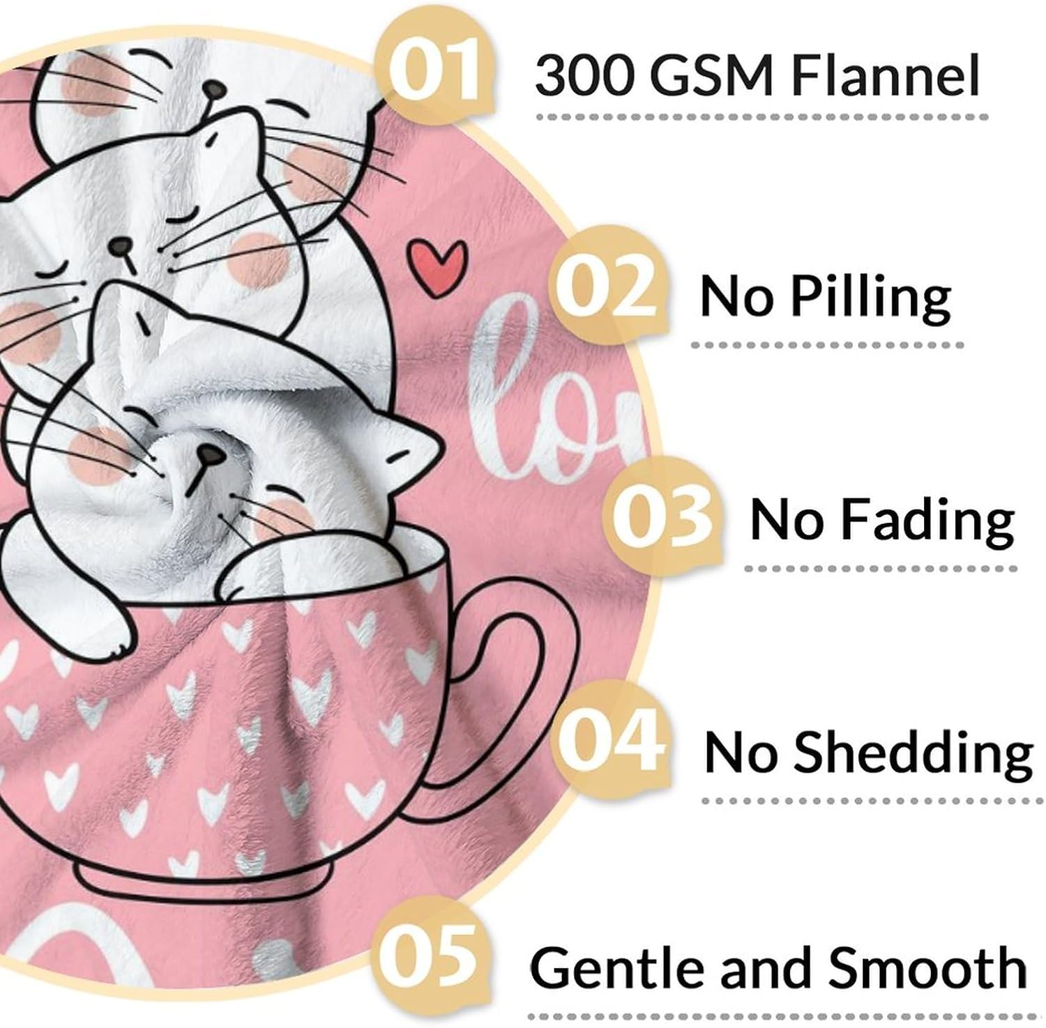 Personalized Cat Blanket Gifts with Name - 50"x60" Cute Throw for Girls - Pink Soft Fuzzy Blankets for Bed, Couch & Living Room