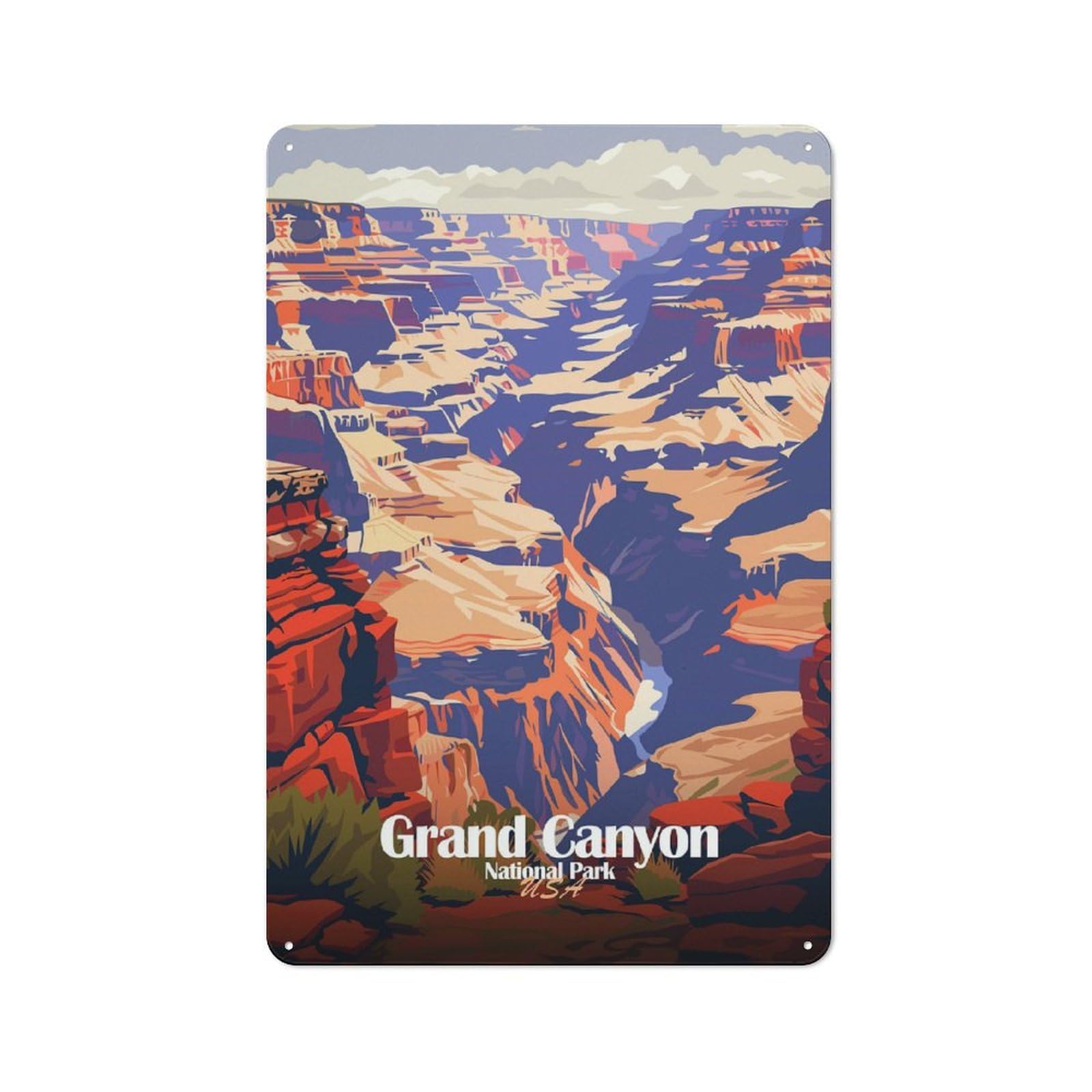 Junmoney Style-15 Grand Canyon National Park Illustration(2) Rustic Tin Sign 30X20cm For Garden Room Or Summerhouse, For An Autumn Wall Display In Garden Room And Summerhouse