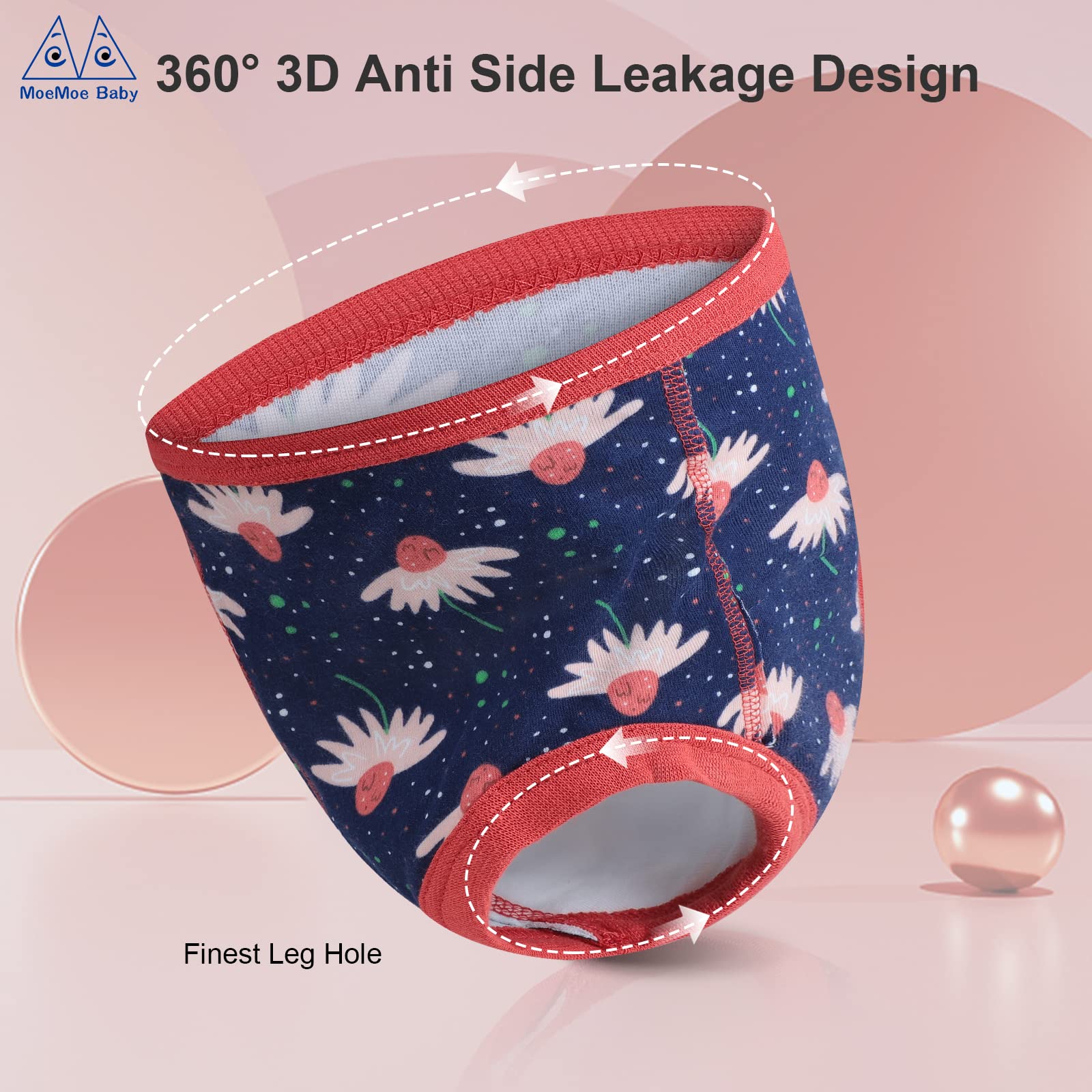 MOEMOE BABY Töpfchen Trainingshose Baby, 8 Stück Trainerhosen Kleinkinder Lernwindel Unterwäsche, Waschbare Töpfchentrainingshose Mädchen Jungen 2 Jahre, Rosa - 3
