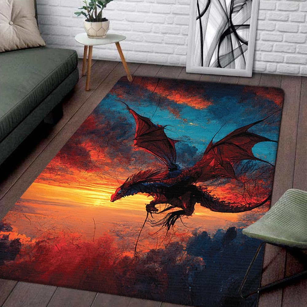 Amazon.com: Dragon Rug - Evil Dragon Red Dragon Rug Dragon Rug Dragon ...