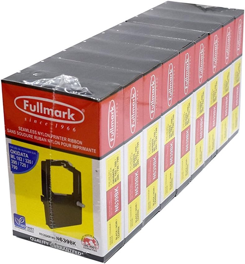 Fullmark N639BK Seamless Nylon Ribbon Compatible Replacement for ML 182/320 / 390/720 / 790, Black, 9-Pack