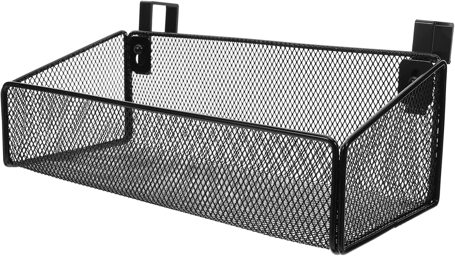 Alipis Bedside Caddy Organizer Hanging Storage Basket with 2.7 Hooks for Small Spaces, Black Mesh Utility Rack for Dorm Rooms, Office Desks, and Bunk Beds