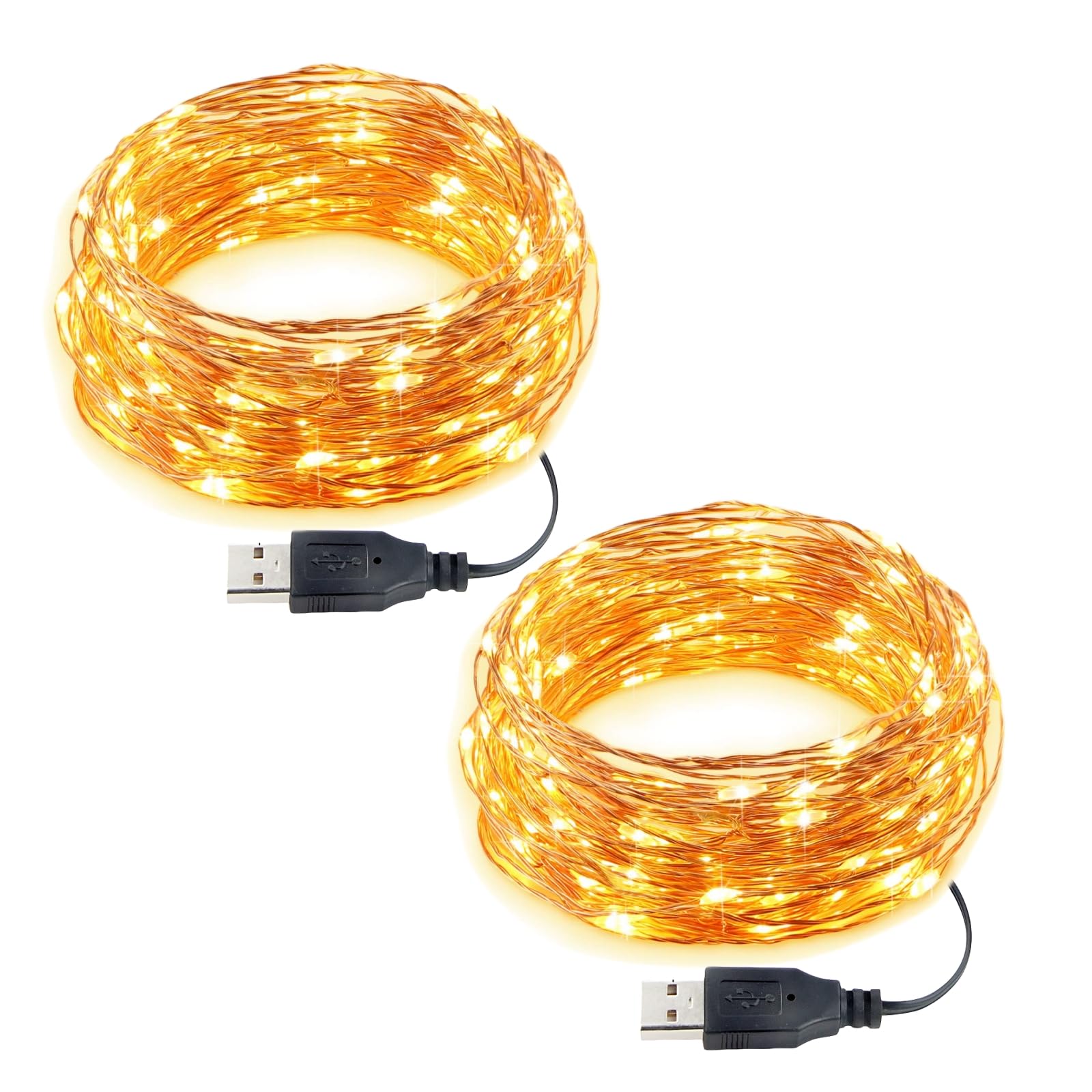 2 Stück Led Lichterkette mit USB, IP65 Wasserdicht, 5M 50er Micro LED Kupferdraht Lichterkette, Wasserdicht Weihnachten Weihnachtsbaum Lichterketten für Party, Garten, Hochzeit, Deko, Warmweiß