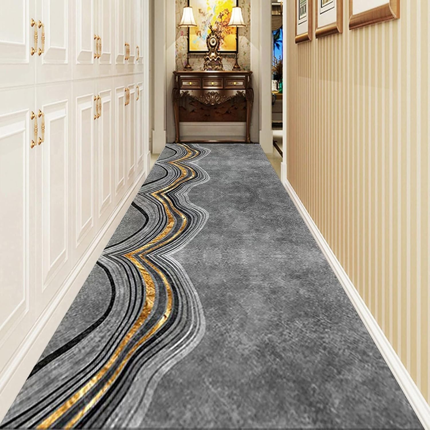 Tapis de couloir lavable en machine avec envers antidérapant pour intérieur