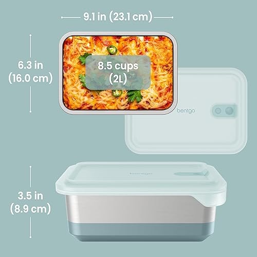 Vista 28 de Bentgo MicroSteel - Recipiente para calentar y comer – Seguro para microondas, a prueba de fugas, fácil de limpiar, ligero, de acero inoxidable