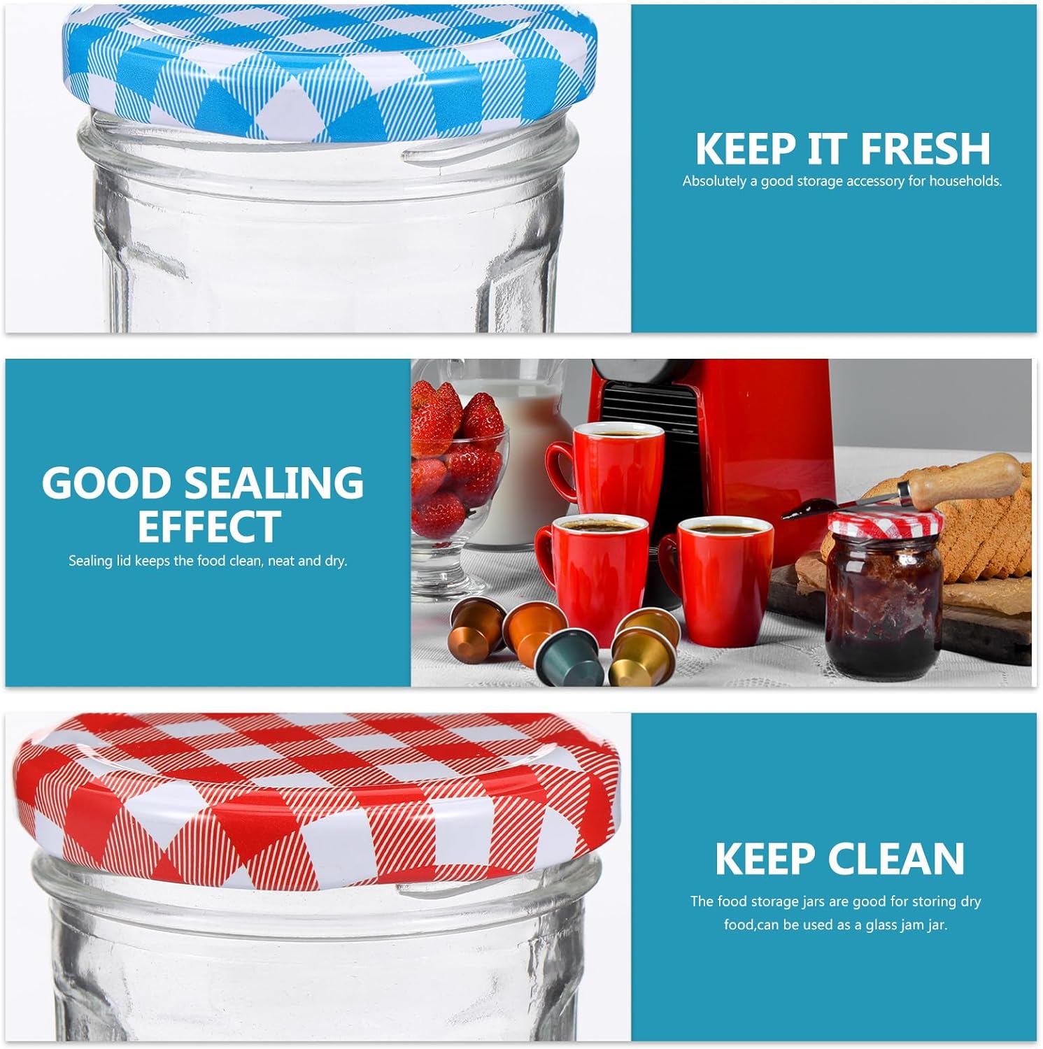 12pcs 100ml Glass Storage Jars with Lids, Sealed Glass Jam and Honey Canisters, Airtight Food Containers for Kitchen Pantry and Pickling