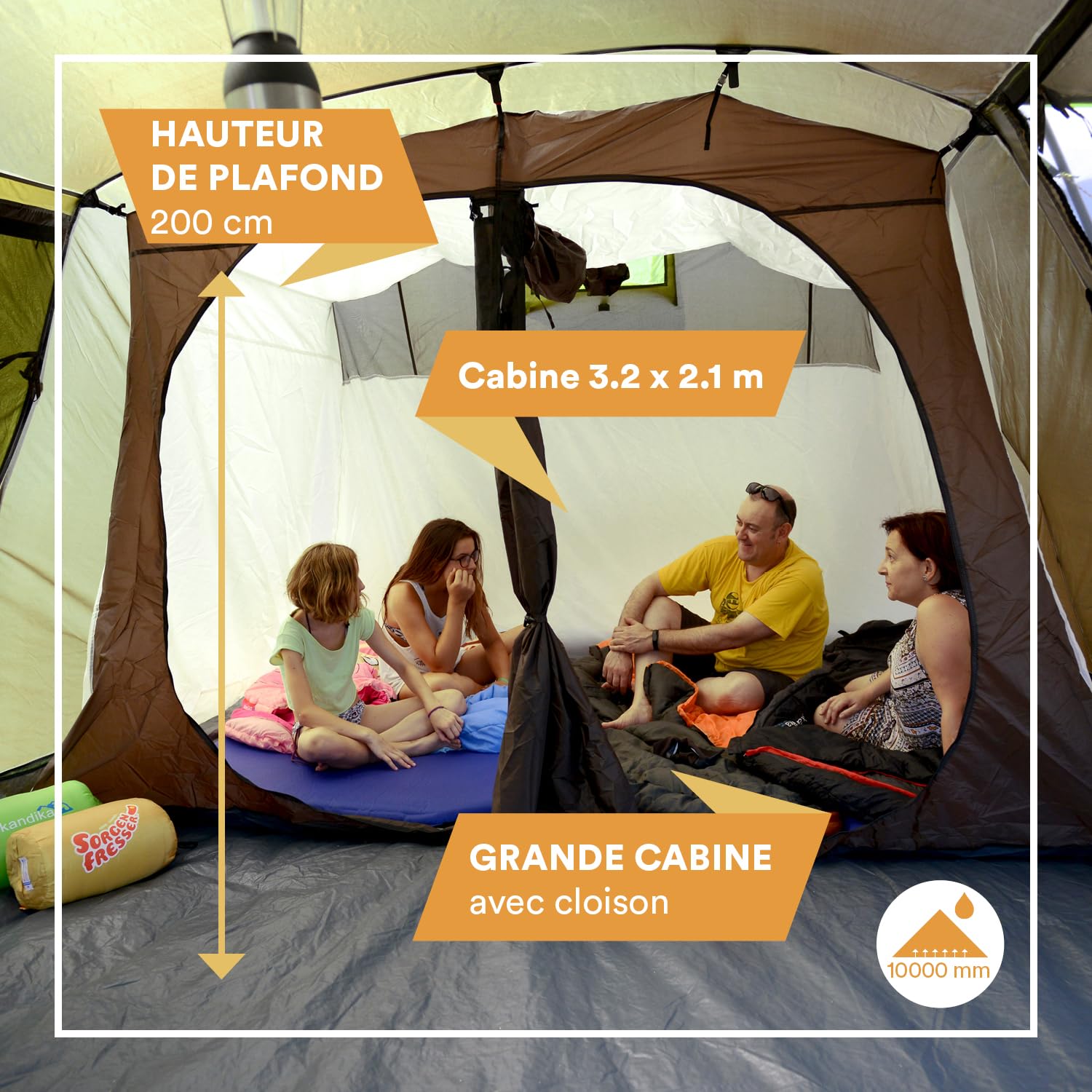 Skandika Tente Tunnel Nordland pour 4 Personnes | Tente avec Sol Cousu, étanche, Colonne d'eau 5000 mm, Hauteur 2 m, moustiquaires, avec/sans Sleeper Technology | Tente de Camping familiale