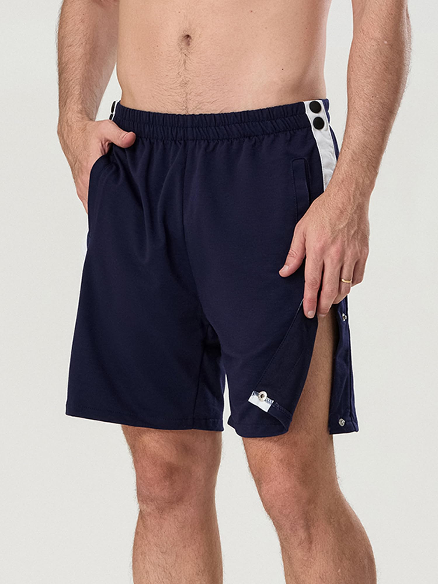 Sexy Outfit Pantaloncini Sportivi da Uomo a Strappo Chiusura con Bottoni Automatici Laterali Vita Elastica Pantaloncini da Allenamento per Palestra per Recupero Post Intervento Chirurgico con Tasche