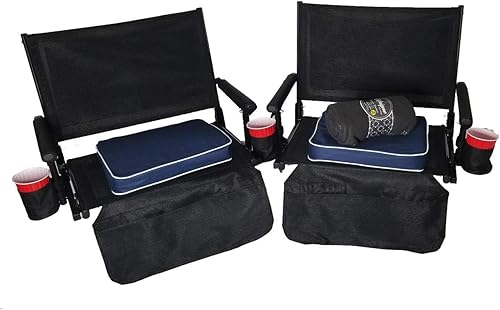 Big Daddy Asientos de estadio súper resistentes, portátiles y fáciles de llevar, dos sillas con dos cojines de asiento, cuatro soportes para bebidas