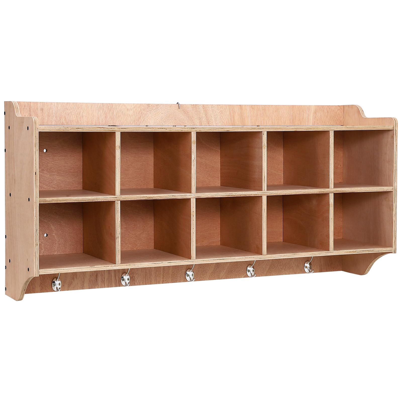 Classroom Coat Locker with Cubbies, Double Side Coat Hooks, Anti-tip Anchors, Casters, Hooks and Storage Boxes,for Classrooms &amp; Playrooms