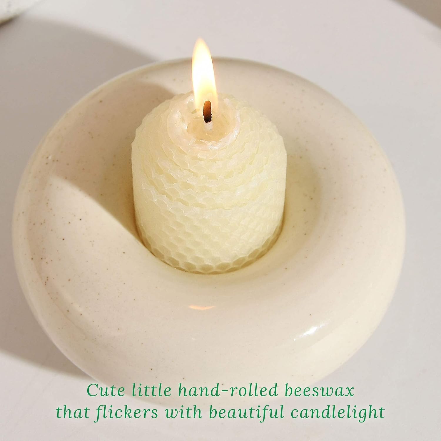 12 Pack White Hand Rolled Bee Themed Candles,5.5 Hours Burn Time Pure Natural Candles,Each Smokless and Dripless for Home Decor,Great Gifts