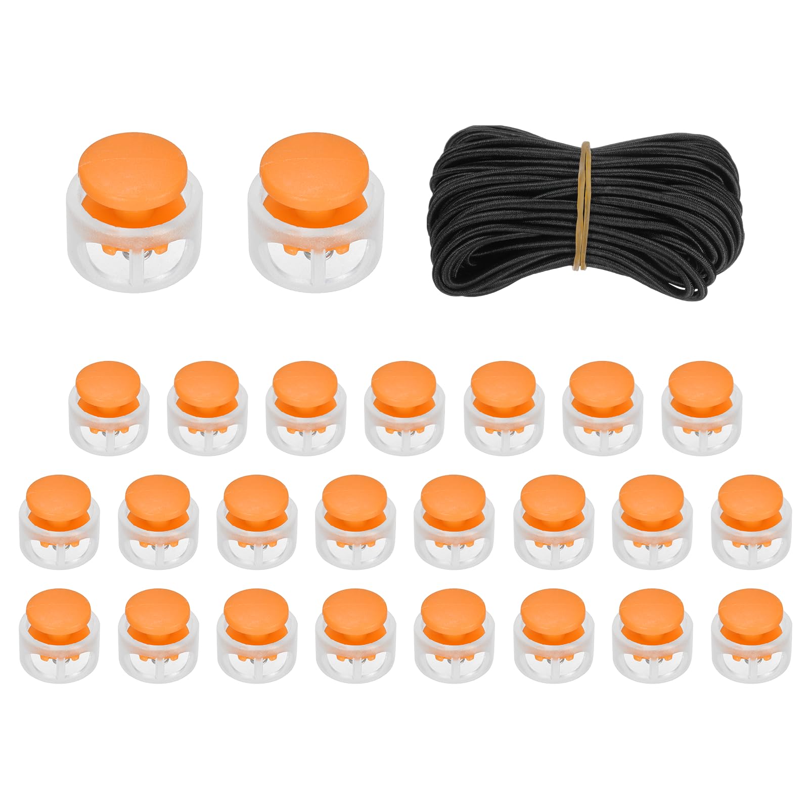 sourcing map 25Pcs Double Hole Cord Locks 17mm Fluorescent Orange — image 1