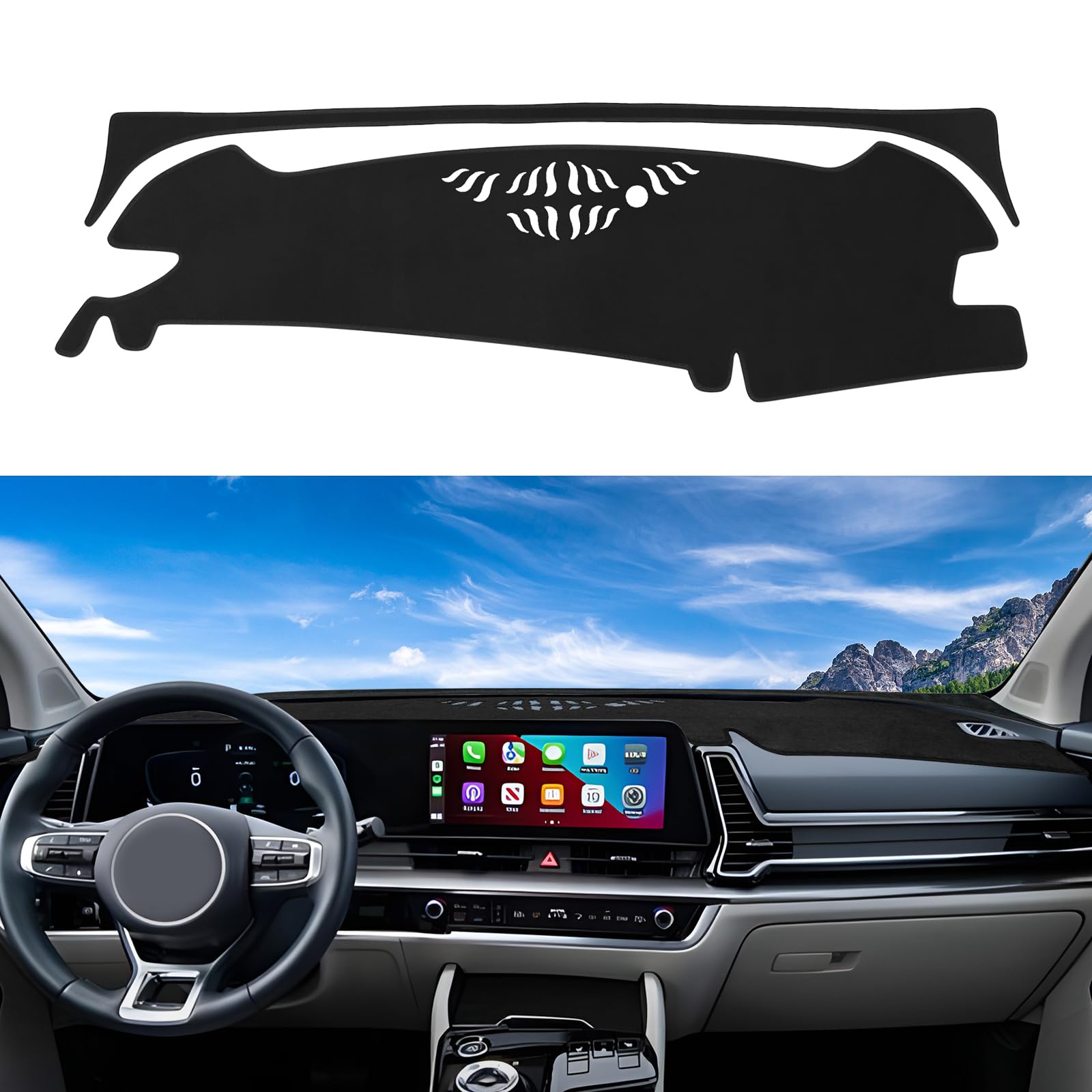 Alfombrilla para salpicadero de Coche, Ajuste Personalizado para Kia Sportage 2023 2024, Antideslizante, Protector de salpicadero, sin Reflejos, Color Negro