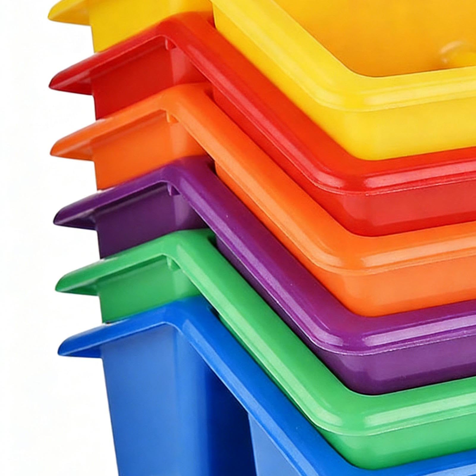 Cestino Portaoggetti da Scrivania 6 Pezzi con Maniglia per il Trasporto | Cestino Da Scrivania Per Cancelleria per Penne Matite Colori Camera da Studio Studenti Bambini Ragazzi