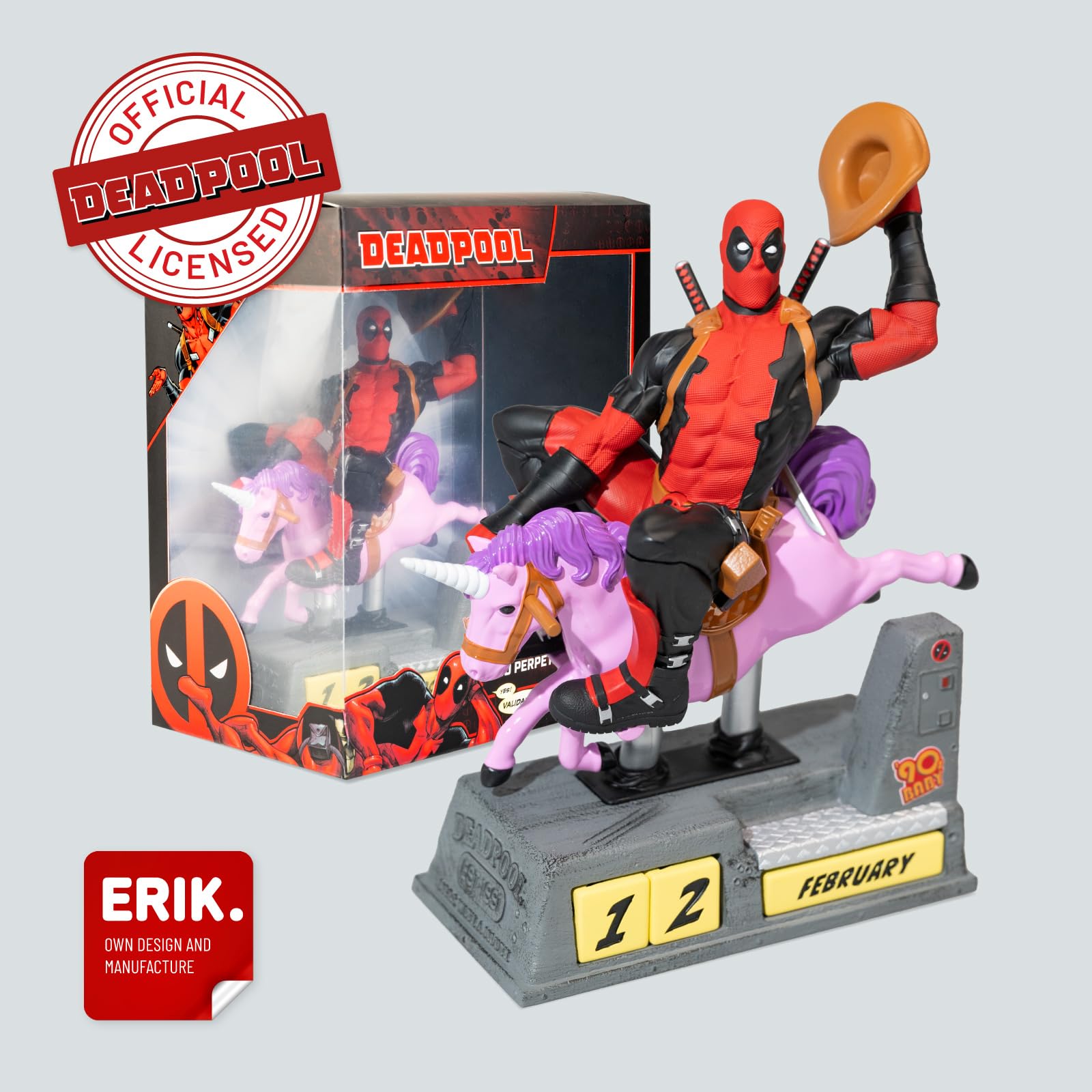 Grupo Erik Wieczny kalendarz Deadpool Merchandise | Kalendarz na biurko, fajne prezenty na biurko, akcesoria do biura domowego | Marvel Deadpool prezenty dla mężczyzn