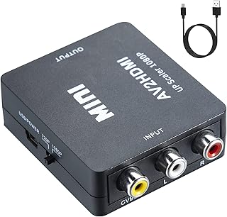 AV to HDMI Converter, RCA to HDMI Adapter, 1080p 3RCA CVBs to HDMI Composite Video Audio Converter Adapter for TV/PS3/VHS/VCR/DVD/PC/Blu-Ray DVD, Black