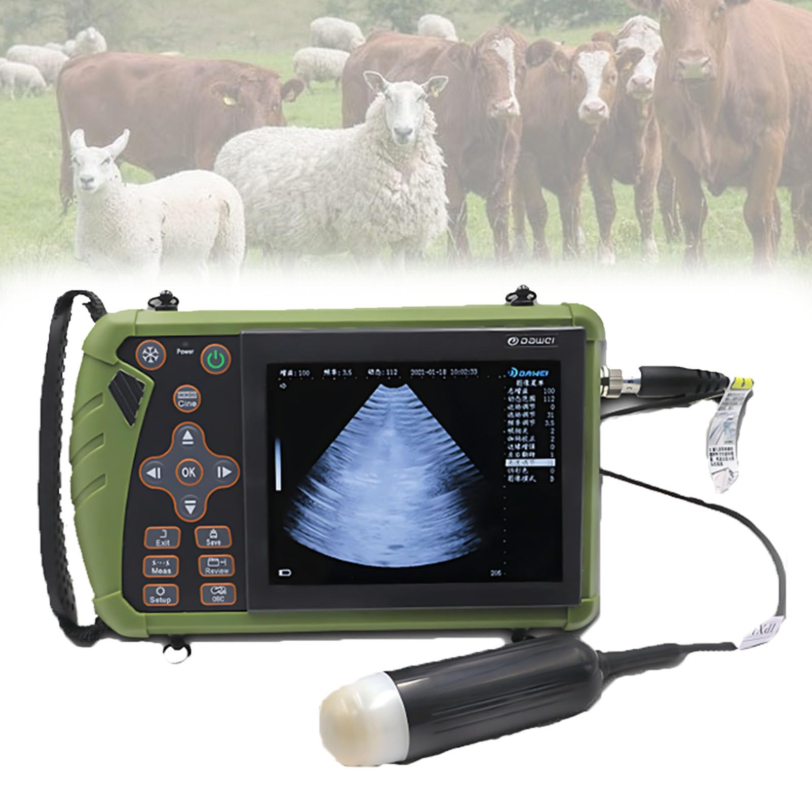 Zowdrix F Veterinary Ultrasound Scanner, Portable Ultrasound Scanner Veterinary, With 3.5/6.5Mhz Probe Or Pig,Sheep, Goat, Dog Use