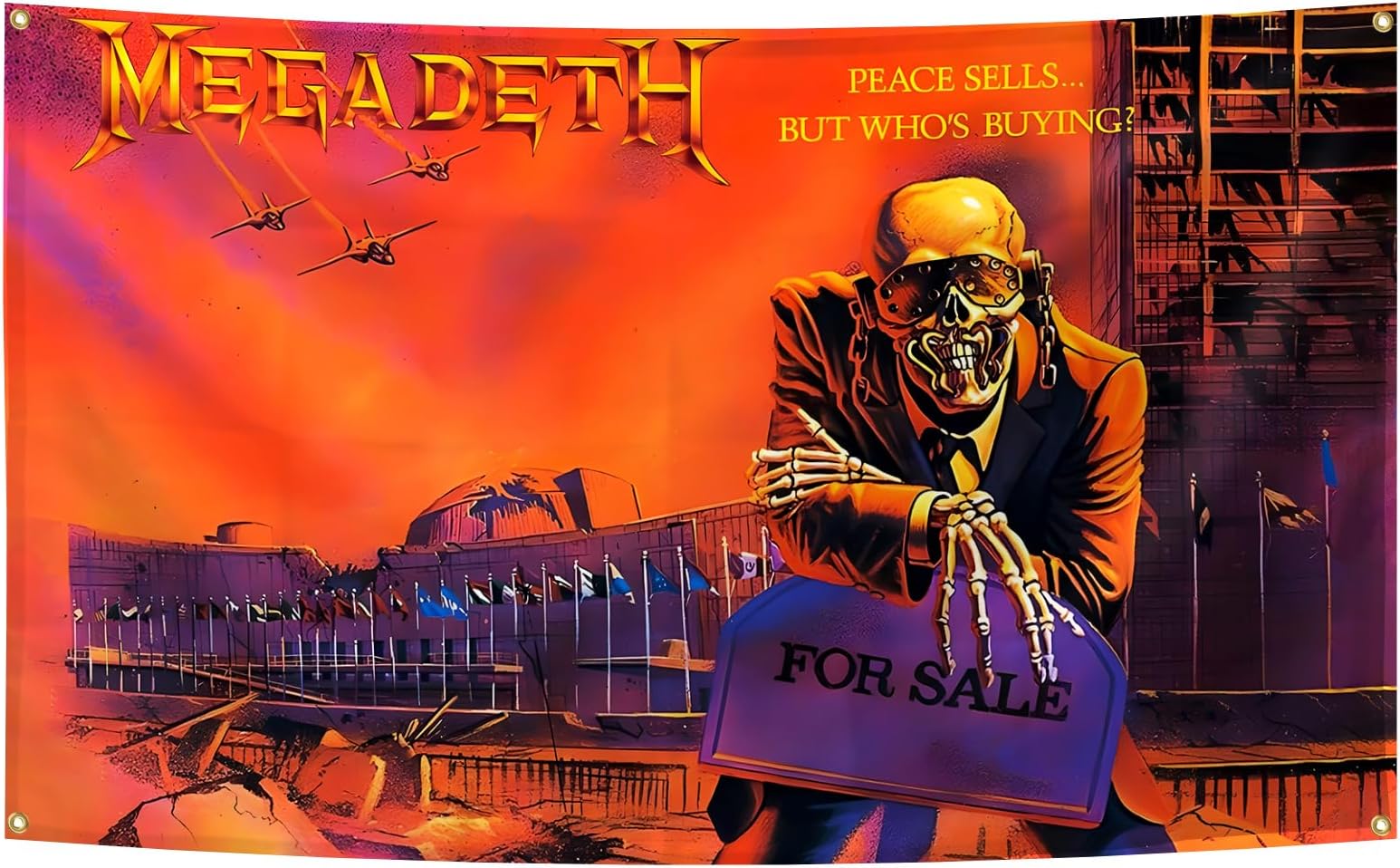 Megadeth Rust in Peace Poster Funny Flag Music Tapestry Aesthetic Decorative Durable Man Cave Wall tapestry 3x5 Feet Flag Suitable For Indoor And Outdoor Decorate for College Dorm Room