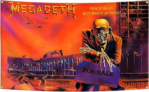 Megadeth - Póster con diseño de bandera divertida de óxido en la paz, tapiz estético, duradero, para pared de cueva de hombre, 3 x 5 pies, adecuado