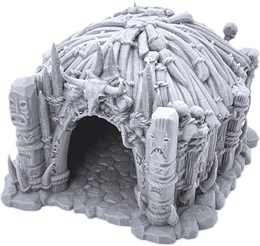 Shamans Hut by Printable Scenery, 3D Printed Tabletop RPG Scenery and Wargame Terrain 28mm Miniatures