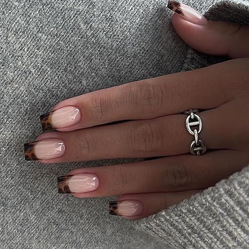 24 Pcs French Nude Press on Nails Medium Square -