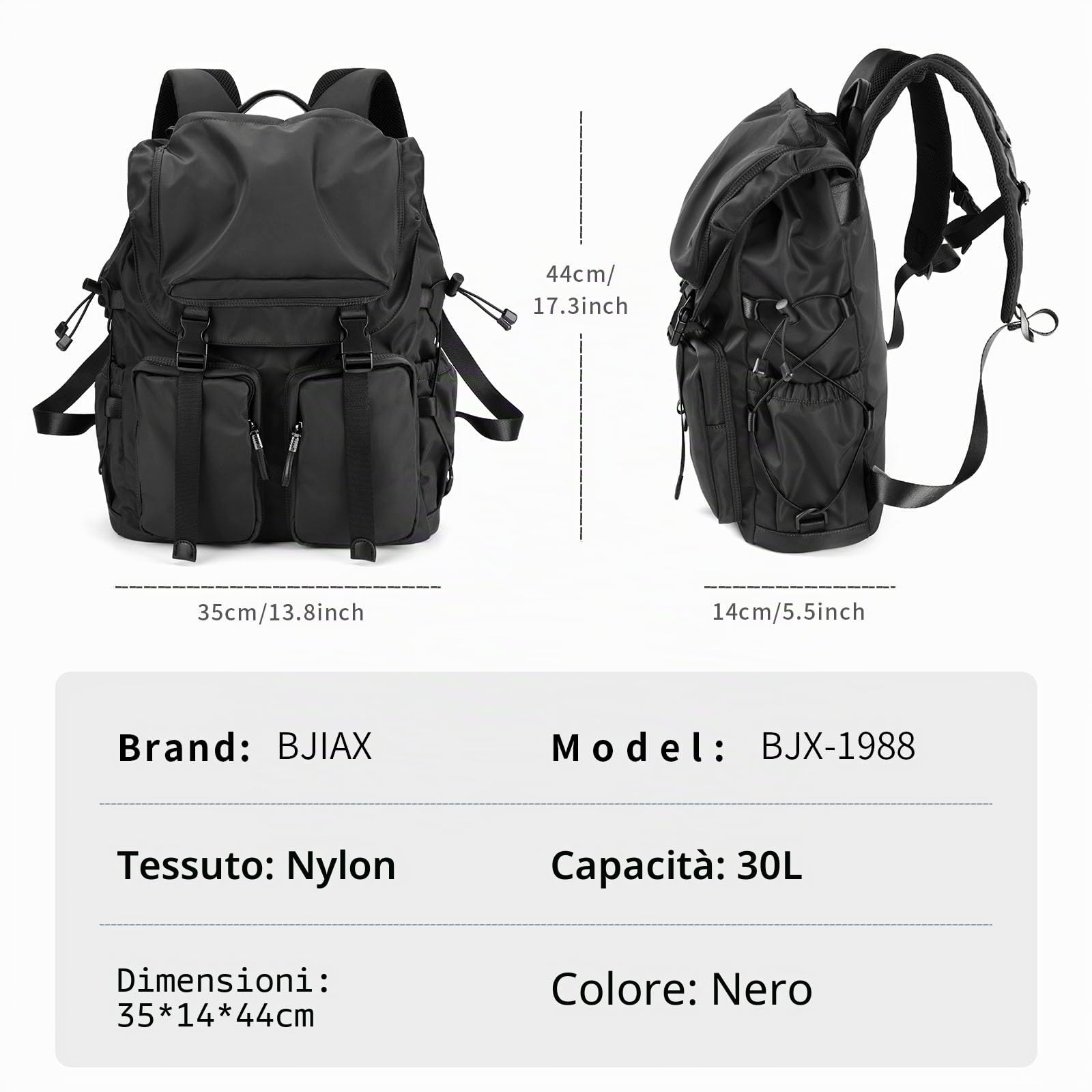 Zaino vintage per computer portatile, zaino da college resistente all'acqua 30L, adatto per laptop 15.6