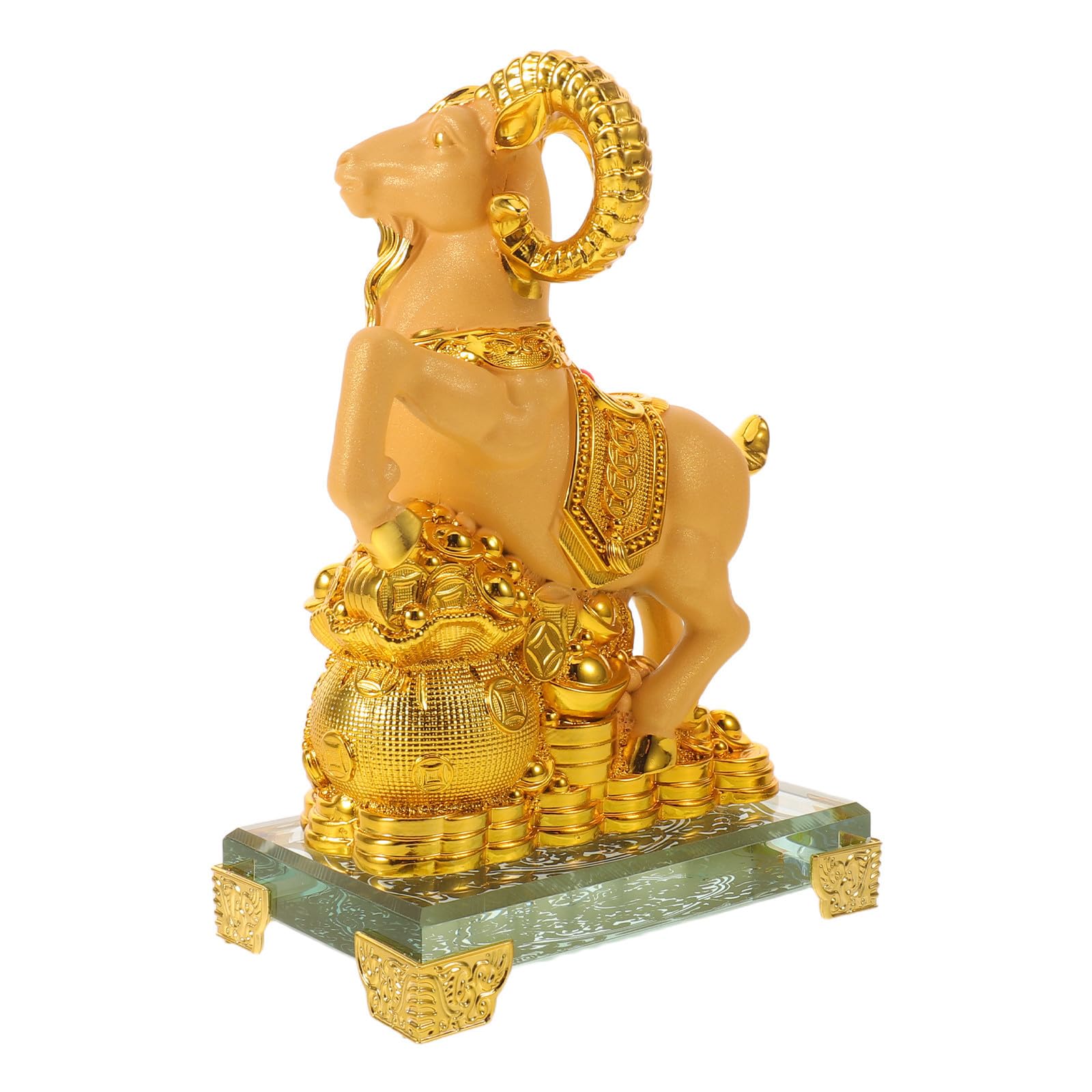 Cabilock Zodiak Widder Statue Glas Kunstharz Goldene Tischdeko